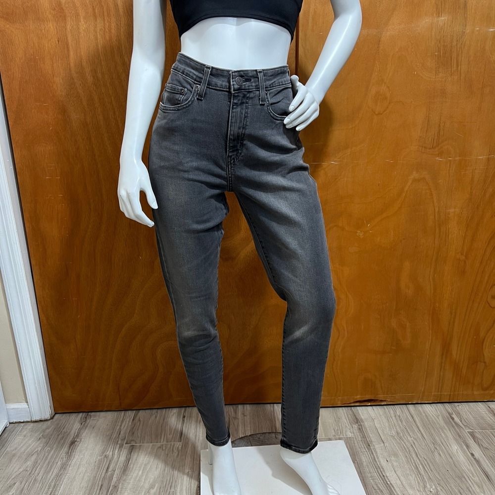 Levi's 721 High Rise Skinny Jeans Womens 29 x 30 Gray Faded Black Denim